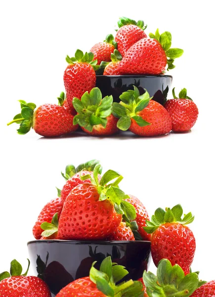 건강하고 딸기흰 Erdbeeren Originally Gesunde Und Erdbeeren Auf Weiem Hintergrund — 스톡 사진