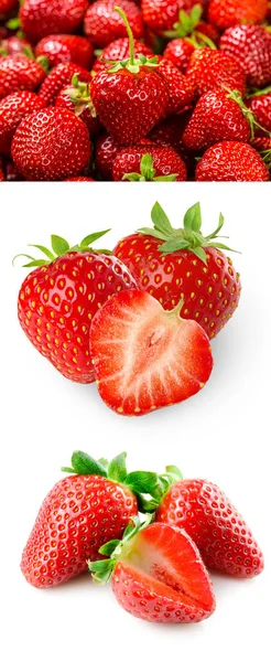 健康的和甜的草莓 在白色的背景上 Erdbeeren Rote Gesunde Und Erdbeeren Auf Weiem Hintergrund — 图库照片