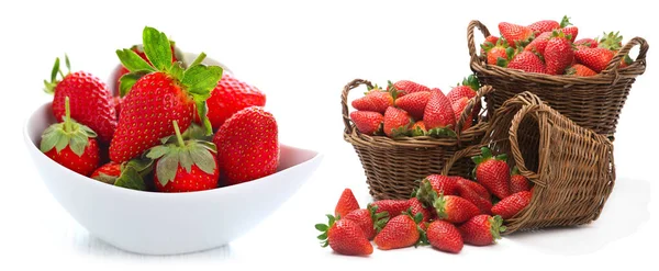 Φράουλες Κόκκινες Υγιείς Και Γλυκές Φράουλες Λευκό Φόντο Erdbeeren Rote — Φωτογραφία Αρχείου