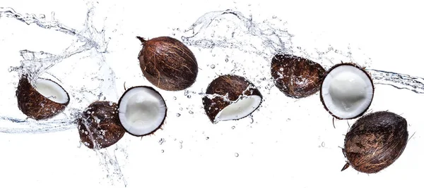 Frisches Obst Kokosmischung Auf Weißem Hintergrund Frisches Obst Kokosmischung Auf — Stockfoto