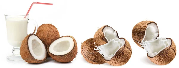 Čerstvé Ovoce Kokosová Směs Bílém Pozadí Frisches Obst Kokosmischung Auf — Stock fotografie