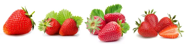 Morangos Vermelhos Saudáveis Doces Sobre Fundo Branco Erdbeeren Rote Gesunde Imagens Royalty-Free