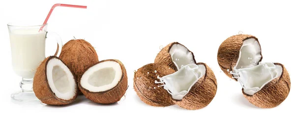 Fruta Fresca Mistura Coco Fundo Branco Frisches Obst Kokosmischung Auf Imagem De Stock