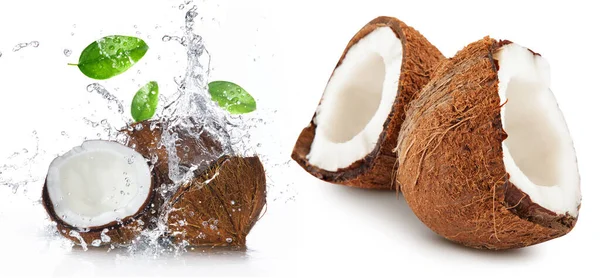 Fruta Fresca Mistura Coco Fundo Branco Frisches Obst Kokosmischung Auf Imagem De Stock