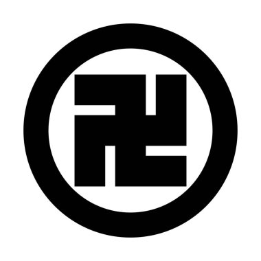 Yuvarlak gamalı haç ikonu. Tapınak haritası simgesi simgesi. Düzenlenebilir vektör.