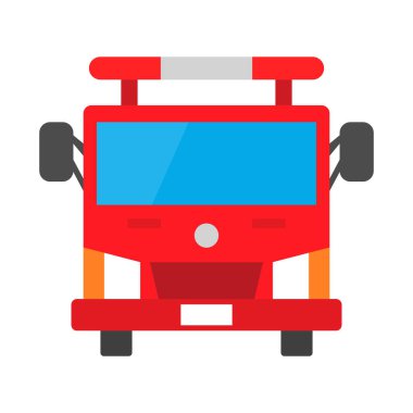 Düz dizayn ön görüş itfaiye aracı ikonu. Düzenlenebilir vektör.