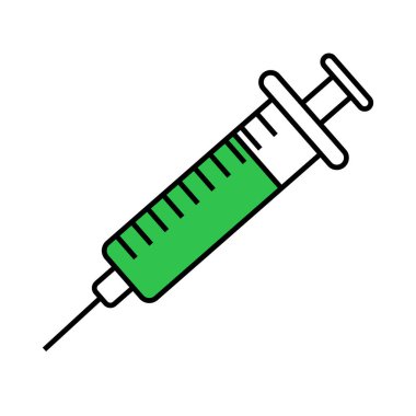 Yeşil sıvı ikonlu şırınga. Düzenlenebilir vektör.