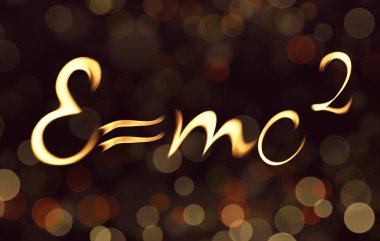 Fizik, Einstein'ın formülü, dondurucu ışık, bokeh, Emc. Vücudun toplam enerjisi.