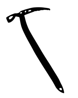 Dağcılık için bir buz baltası siluetinin izole edilmiş temsilcisi.