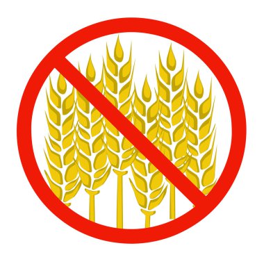 Glütensiz ürün etiketlemesinin izole edilmiş vektör çizimi. Çölyak hastalığı.