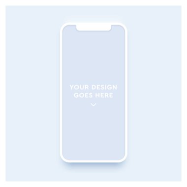 Yeni smartphone mockup. Vektör telefon şablonu. Kil render gölge ve beyaz materyal için kullanın.
