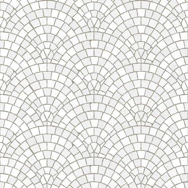 Seamless Mosaic Floor Pattern White Pavement Stone Tiles Geometric Mediterranean — Stock Vector