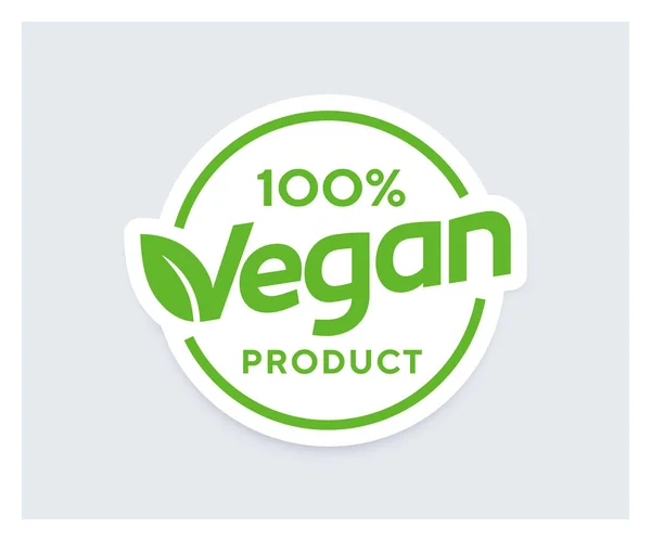 100 Percent Vegan Product Sticker Logo Badge Package Design Organic — Stock Vector