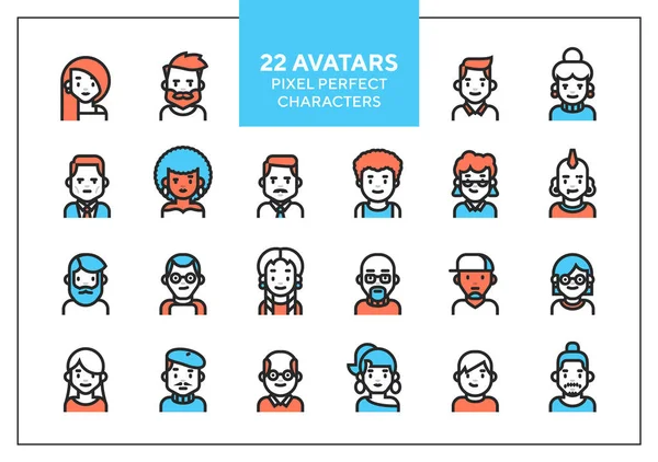 Set Users Avatars Profile Picture Minimalistic Icons Website — Stock Vector