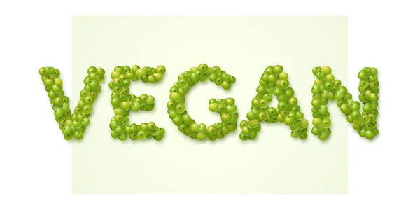 Vegan Label Gemaakt Van Groene Appels — Stockvector