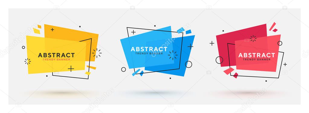 Set of modern abstract banners with flat geometric shapes