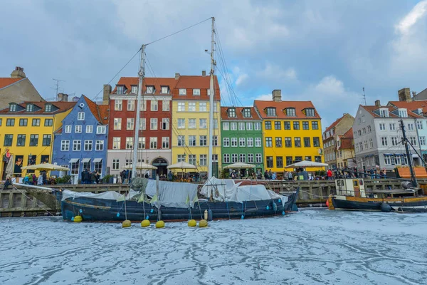 Gekleurde Gevels Van Nyhavn Kopenhagen Denemarken Winter — Stockfoto