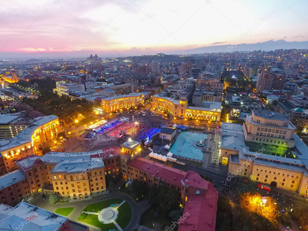 View of Yerevan, the capital of Armenia,Night scene.