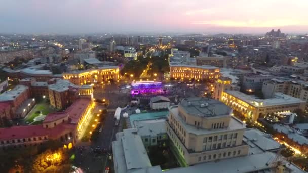 Vista Yerevan Capital Armênia Cena Noturna — Vídeo de Stock