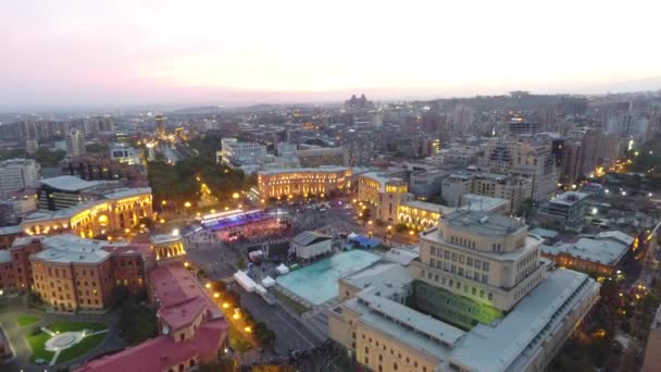 View Yerevan Capital Armenia Night Scene — стоковое видео