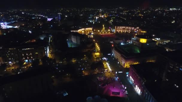 Vista Ereván Capital Armenia Escena Nocturna — Vídeo de stock