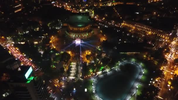 Pemandangan Yerevan Ibukota Armenia Adegan Malam — Stok Video