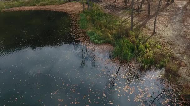 Drone Uçuş Ermeni Sonbahar Ormanlarda Gizli Bir Tanrım Göl Üzerinde — Stok video