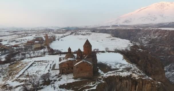 Monasterio Saghmosavank Cerca Garganta Del Río Kassakh Armenia — Vídeo de stock