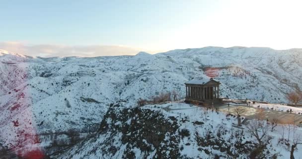 Belo Templo Garni Armênia Inverno — Vídeo de Stock