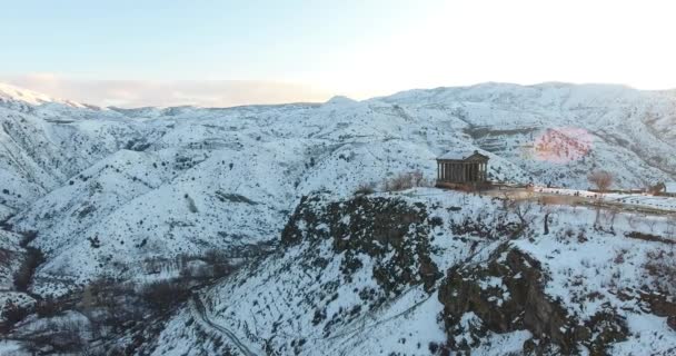 Güzel Garni Tapınakta Ermenistan Kış — Stok video