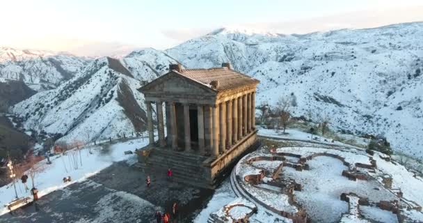 Wunderschöner Garni Tempel Armenien Winter — Stockvideo