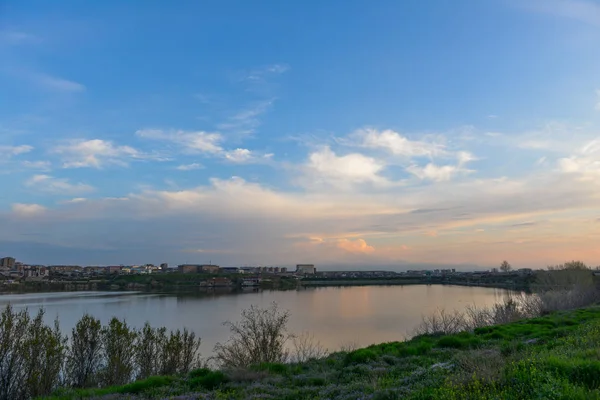 Yerevan Meer Armenië Zonsondergang — Stockfoto