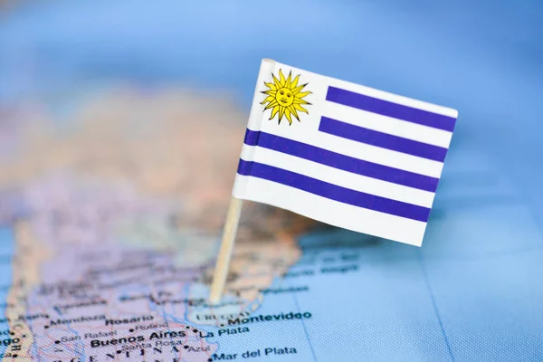 Map with flag of Uruguay