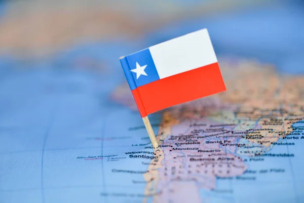 Map with flag of Chile