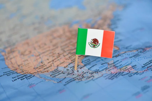 Kaart Met Vlag Van Mexico — Stockfoto