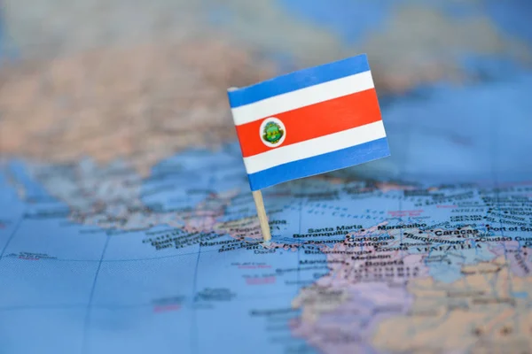 Map with flag of Costa Rica