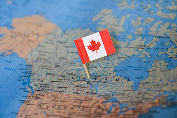 Map with flag of Canada