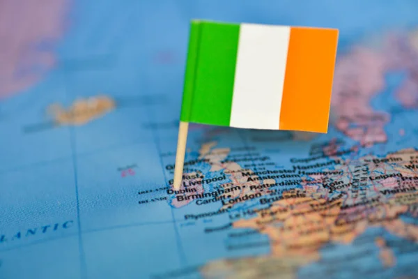 Map with flag of Ireland
