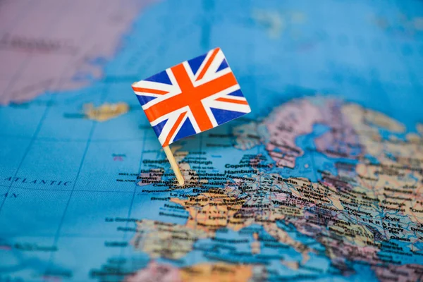 Map with flag of United Kingdom