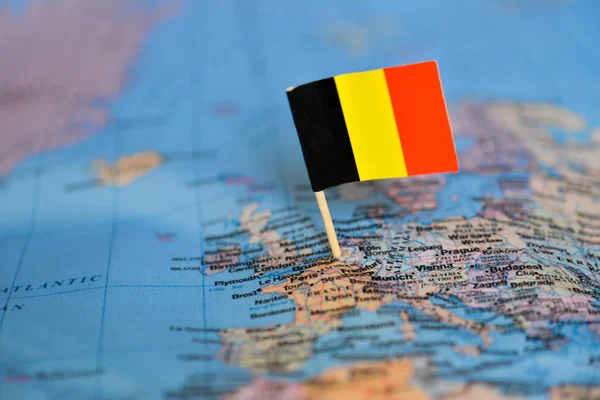 Map with flag of Belgium