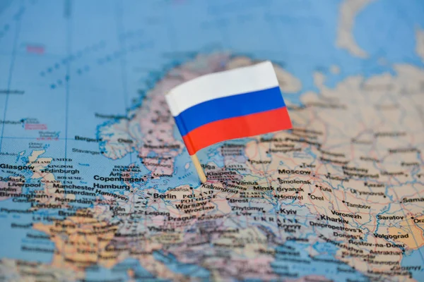 Mapa Con Bandera Rusia — Foto de Stock