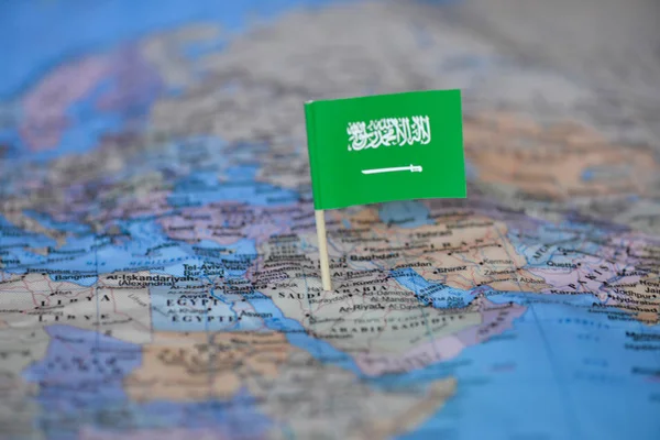 Map with flag of Saudi Arabia