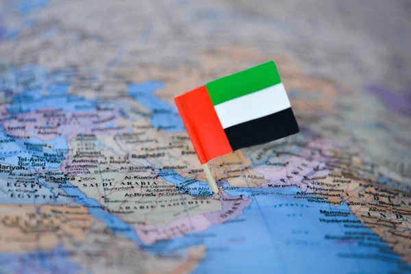 Map with flag of United Arab Emirates