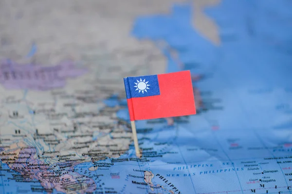 Map with flag of Taiwan