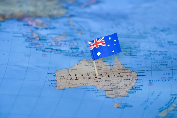 Map with flag of Australia