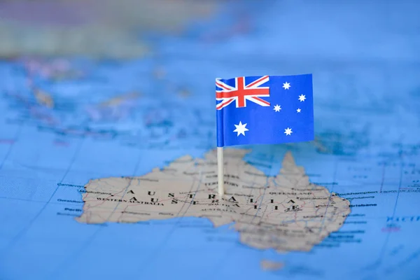 Map with flag of Australia