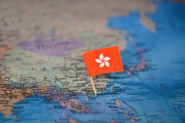 Map with flag of Hong Kong