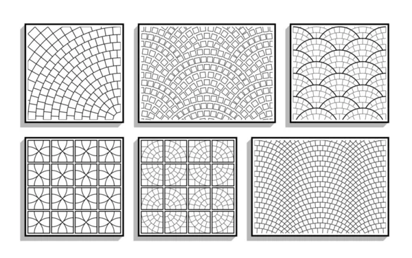 Sorunsuz Yuvarlak Kaldırım Dokular Kümesi Siyah Beyaz Desen Taş Malzeme — Stok Vektör
