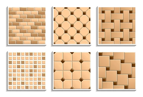 一套无缝的地板和墙砖纹理 马赛克 八角形 篮筐编织的矢量重复图案 — 图库矢量图片