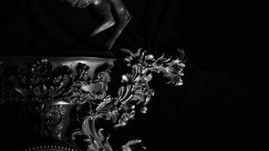 Siyah-beyaz Retro vintage eski saat ayrıntıları yakın çekim